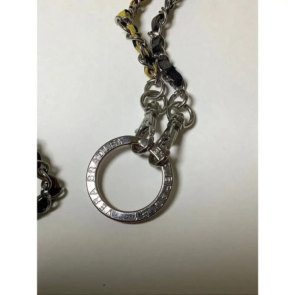 Vera Bradley Silver Chain Lanyard Key Ring ID Badge Holder Necklace F14-24